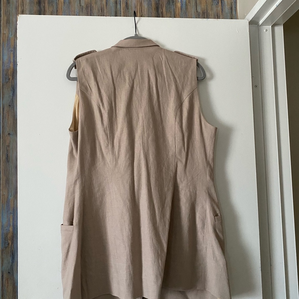 Linen tan suit dress designer made